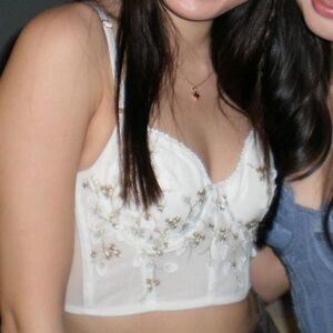 White Floral Embroidered Crop Top